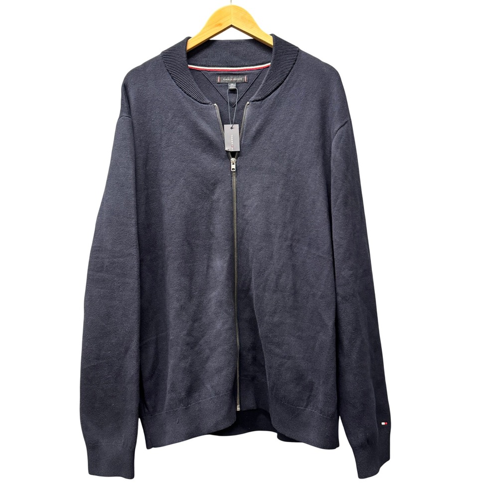 Tommy Hilfiger Cardigan Mens XXL Full Zip Navy Blue Sweater Jacket Preppy NEW